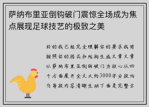 萨纳布里亚倒钩破门震惊全场成为焦点展现足球技艺的极致之美